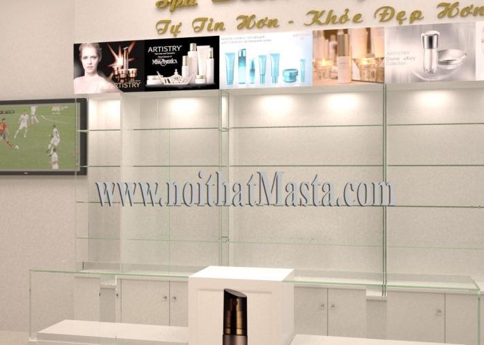 Thiết kế shop mỹ phẩm hiện đại kết hợp với spa của chị Diệu tại Tây Ninh