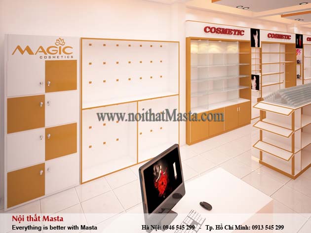 Thiết kế nội thất shop cửa hàng mỹ phẩm của anh Thông