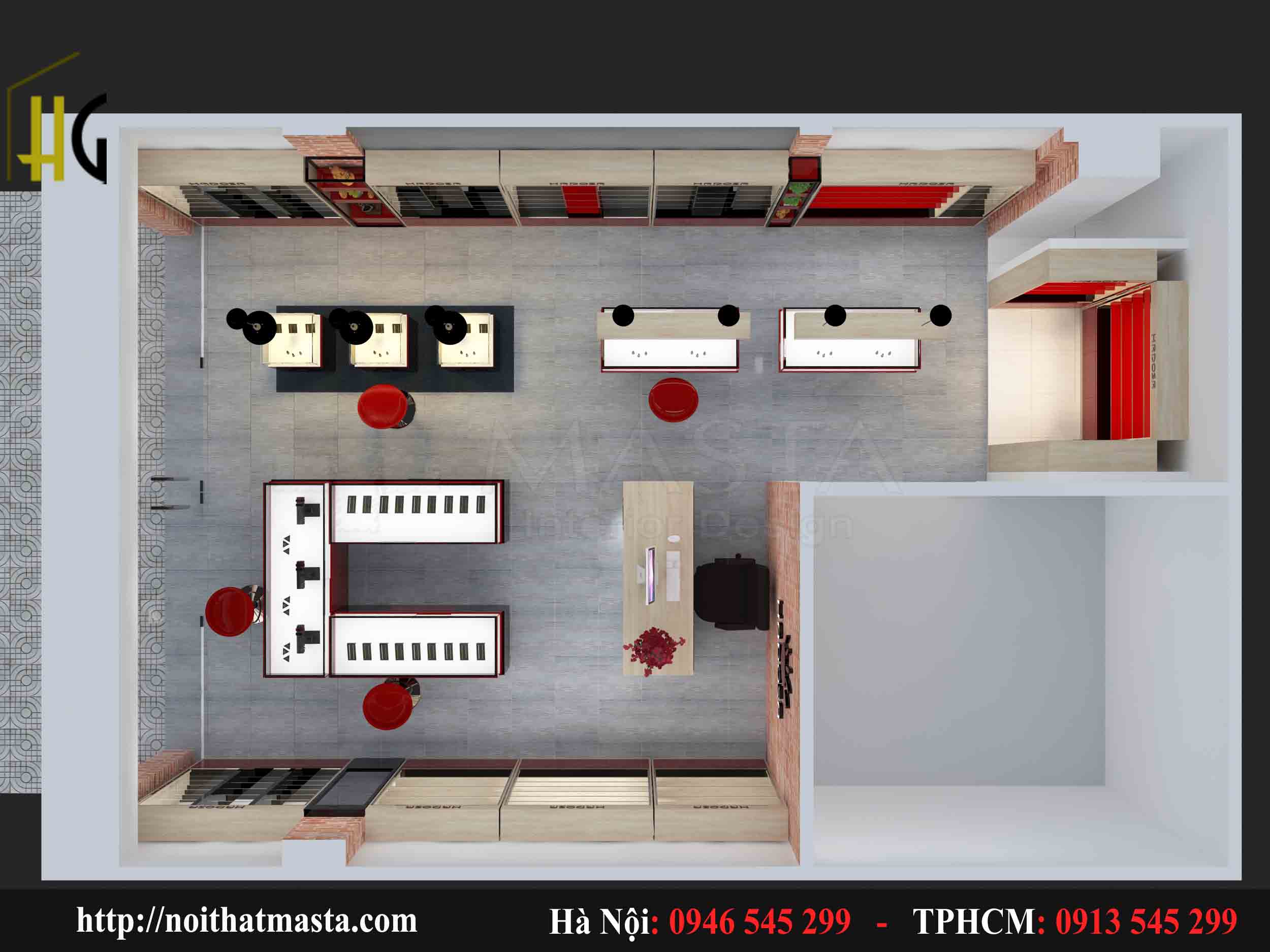 Thiết kế cửa hàng trang sức, đá quý Anh Hoàng Quận 10