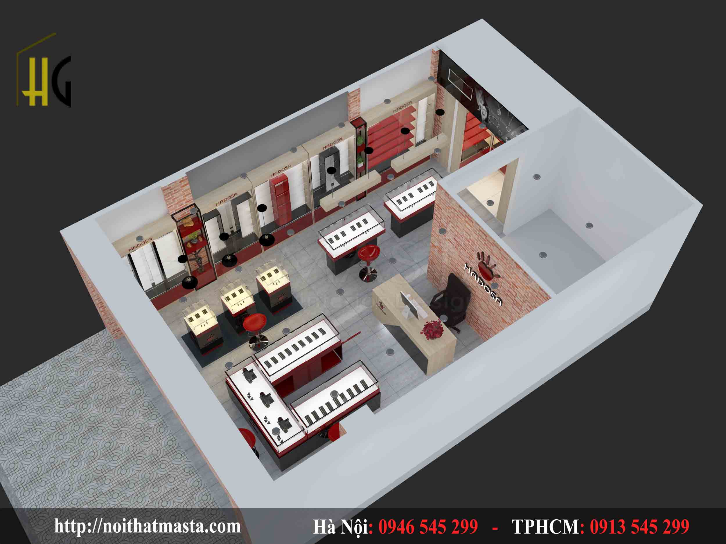 Thiết kế cửa hàng trang sức, đá quý Anh Hoàng Quận 10
