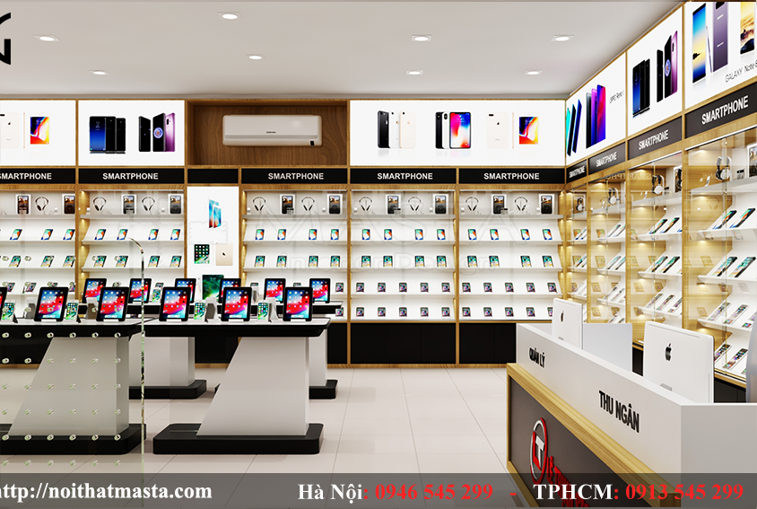 thiết kế cửa hàng điện thoại
