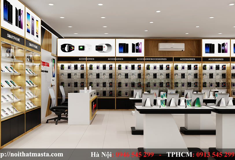 thiết kế cửa hàng điện thoại máy tính