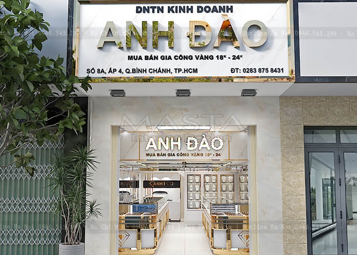 Thiết kế tiệm vàng sang trọng Anh Đào tại Quận Bình Chánh