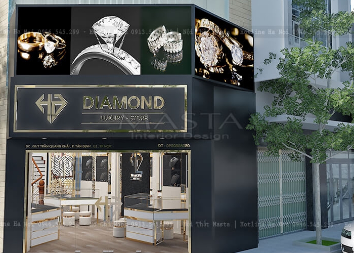 Design a 70m2 diamond shop in District 1, Ho Chi Minh City