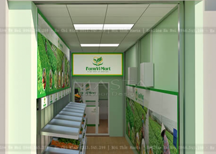 Thiết kế cửa hàng thực phẩm 20m2 FarmVi Mart tại Thủ Đức