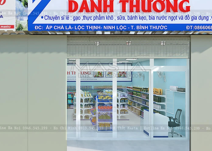 Thiết kế cửa hàng thực phẩm Danh Thương 60m2 tại Bình Phước