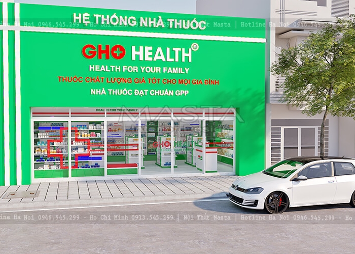 Thiết kế cửa hàng thuốc tây 50m2 tại TP.HCM
