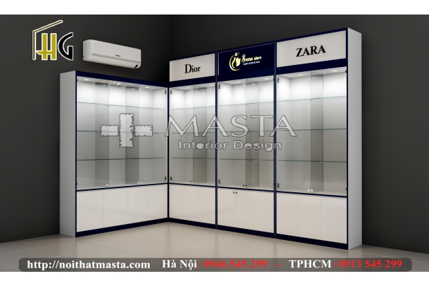 Thiết kế kệ trưng bày mỹ phẩm đẹp nhất 2020