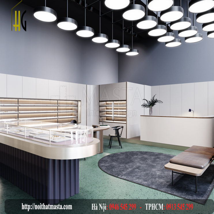 thiết kế shop trang sức vàng bạc - đá quý