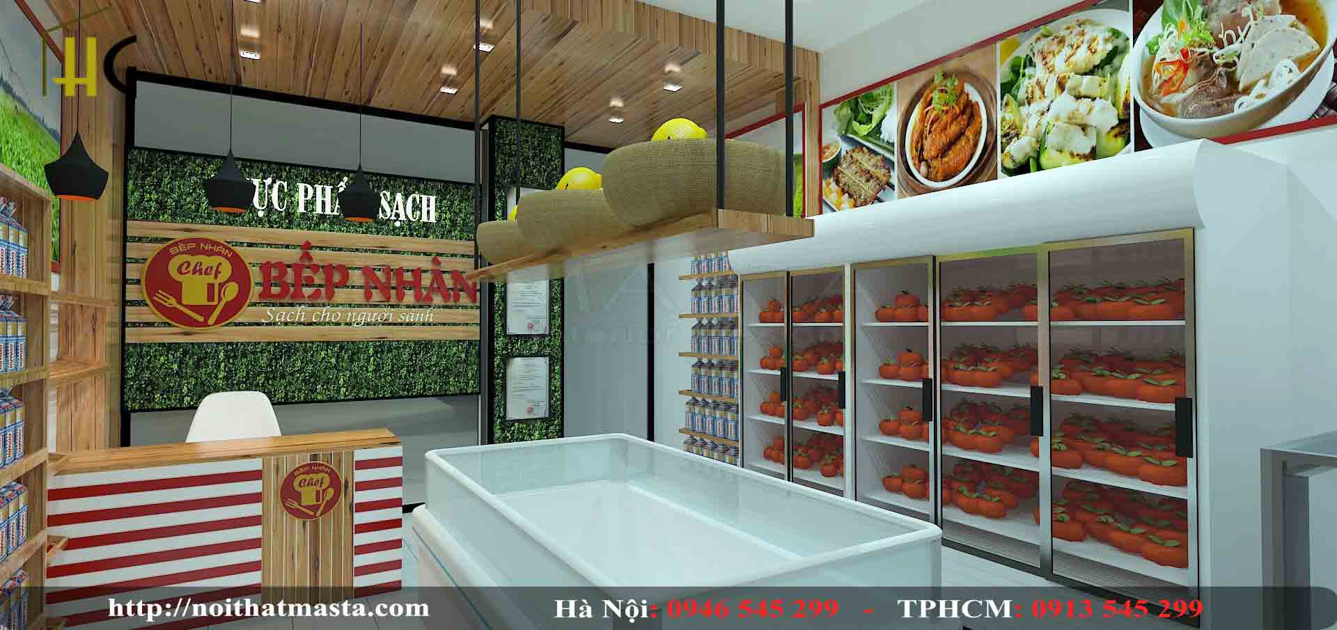 Thiết kế cửa hàng thực phẩm Chị Nhàn Hà Đông