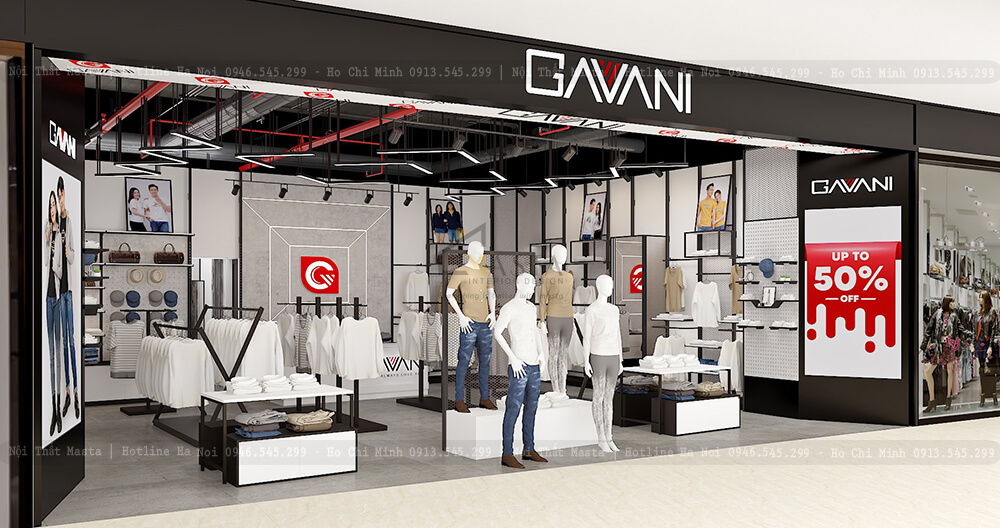 Thiết kế khu vực mặt tiền của shop trời trang Gavani