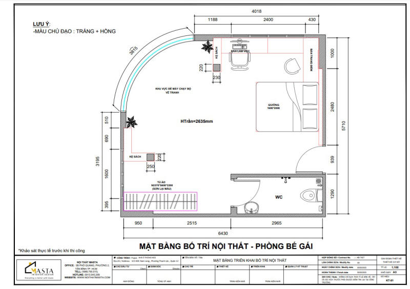 Phối cảnh 3D của thiết kế nội thất 3 phòng ngủ anh Đông 