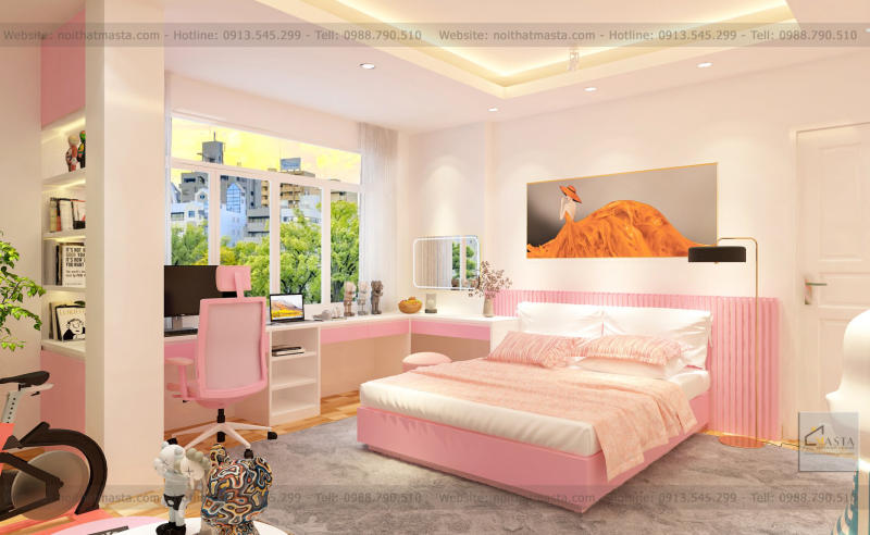 Phối cảnh 3D của thiết kế nội thất 3 phòng ngủ anh Đông 