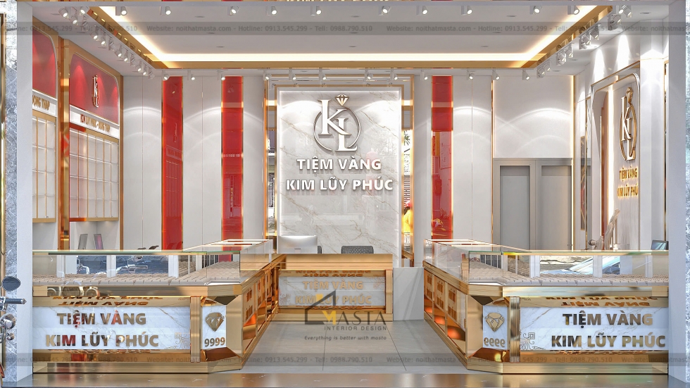 Mẫu phong cách Modern Boutique cho tiệm vàng diện tích 80m2