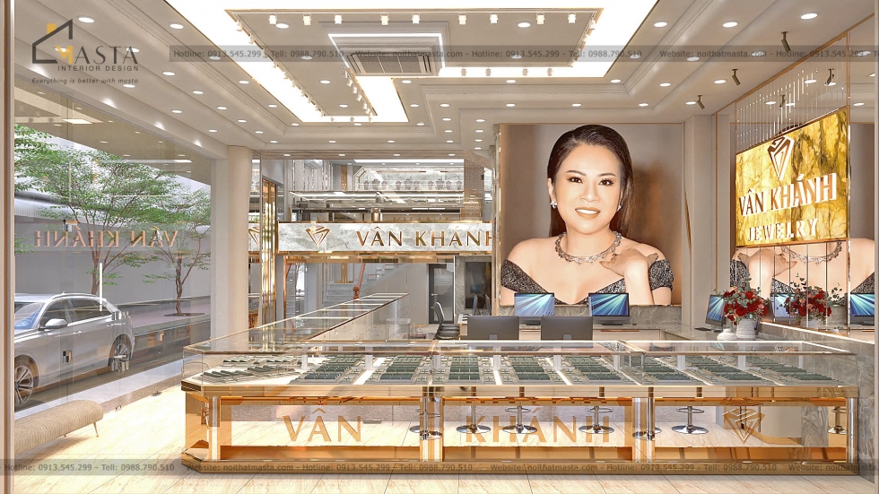 Thiết kế tiệm vàng 80m2 theo phong cách luxury cao cấp