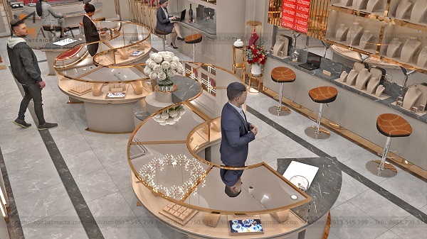 Xu hướng lựa chọn dòng tủ thiết kế độc đáo cho tiệm vàng diện tích 80m2
