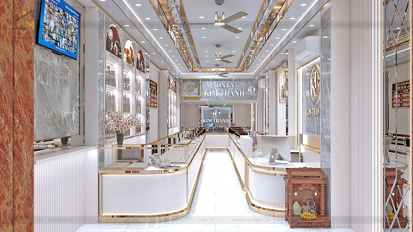Phân bổ ánh sáng trung tính cho tiệm vàng 90m2