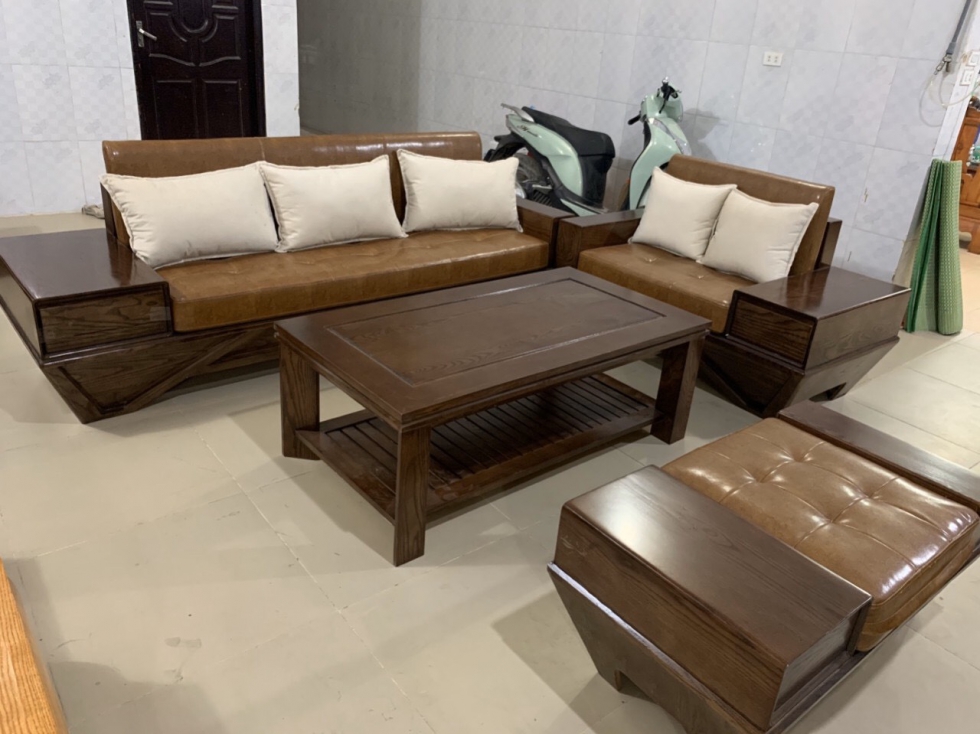 sofa gỗ 2 văng sồi Nga