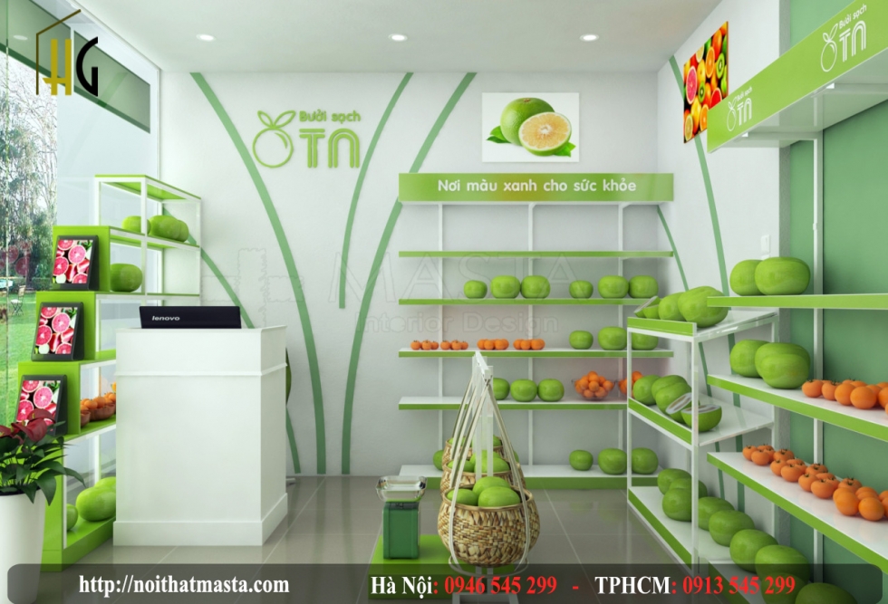 Thiết kế cửa hàng hoa quả sạch - anh long - TP. HCM