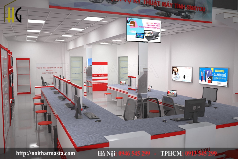 Thiết kế cửa hàng máy tính SM&YOU 6