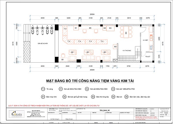Bố trí công năng phù hợp với phong thủy của tiệm vàng