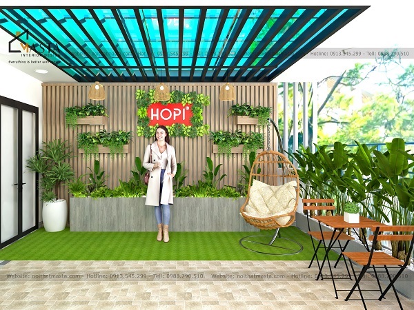 Mẫu phòng livestream bán hàng ở ngoài trời kết hợp cây xanh