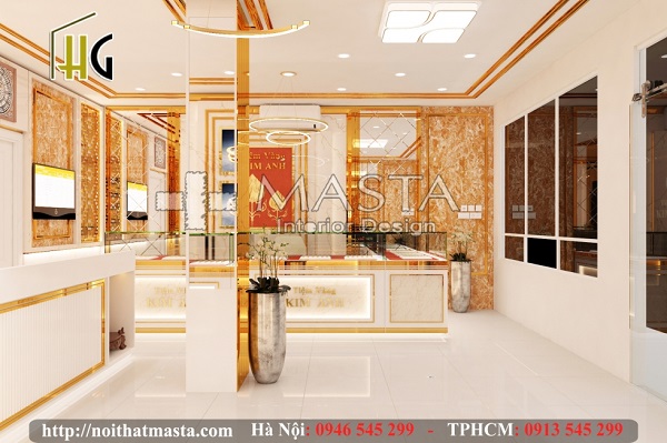 Chi phí thi công cửa hàng vàng bạc còn phụ thuộc vào thiết kế về nội thất và trang trí