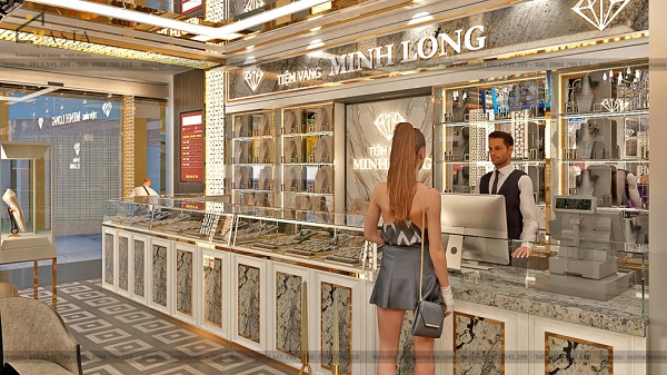 Nội Thất Masta bố trí bàn thanh toán khoa học, phù hợp với diện tích cửa hàng