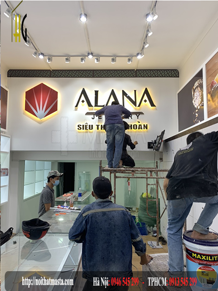 thi công cửa hàng vàng bạc Alana