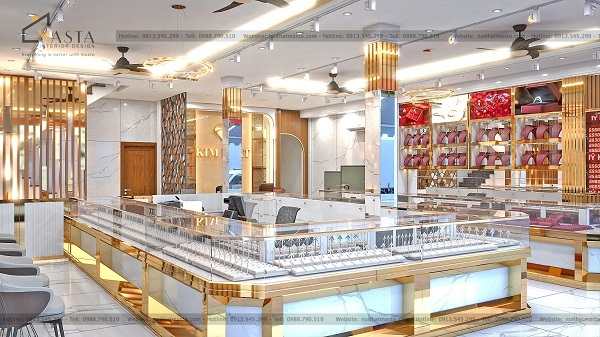 Nội Thất Masta chuyên thiết kế - thi công tiệm vàng theo đúng bản vẽ 3D