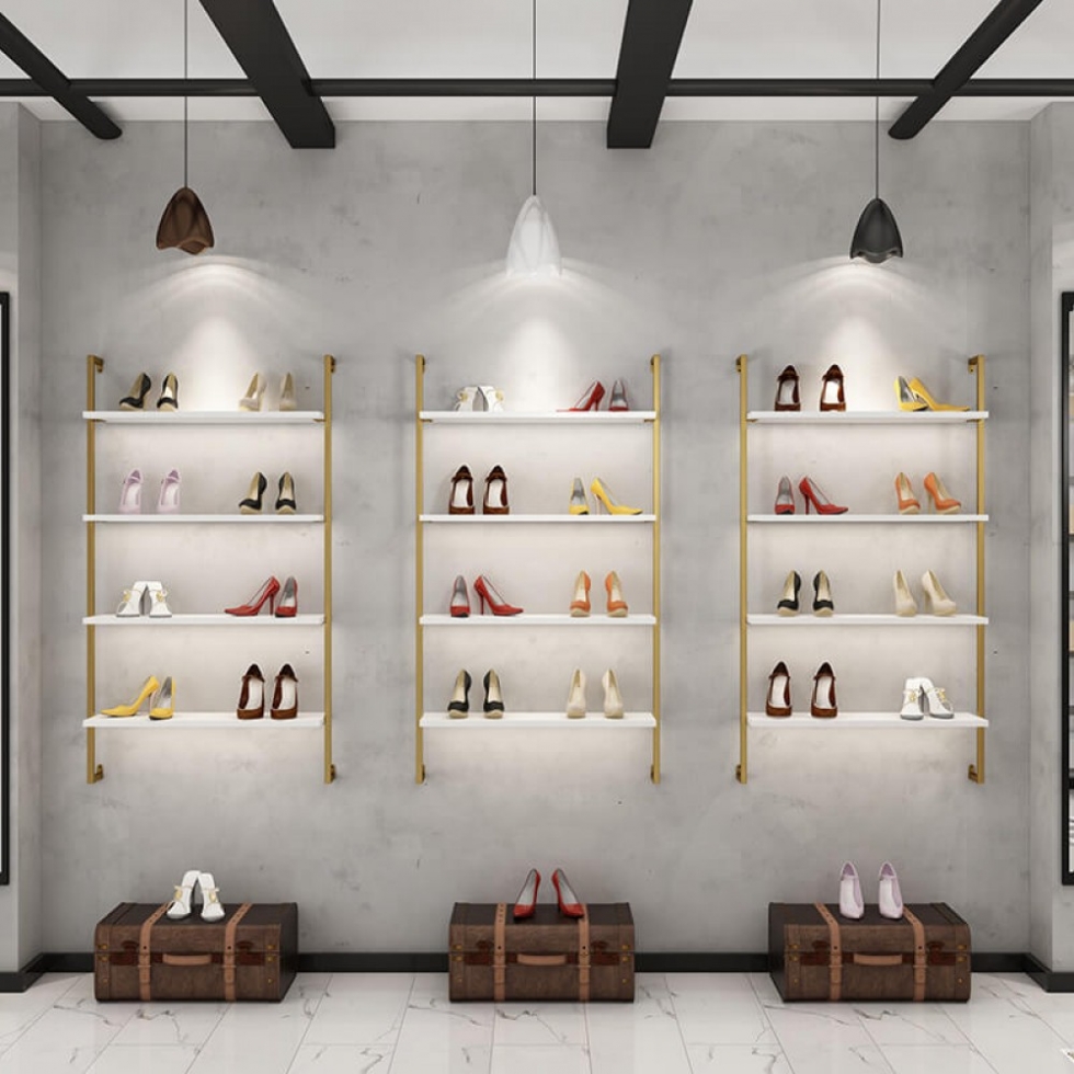 Mẫu shop giày bắt trend ngay kệ giày gắn tường này 