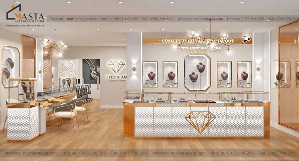 Đặc trưng của thiết kế showroom trang sức tối giản về vật liệu