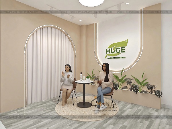 Background livestream Huge,Q7 decor với mảng cây xanh nổi bật