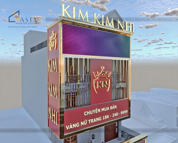 Biển hiệu tiệm vàng Kim Kim Nhi, Bình Tân phong cách hiện đại