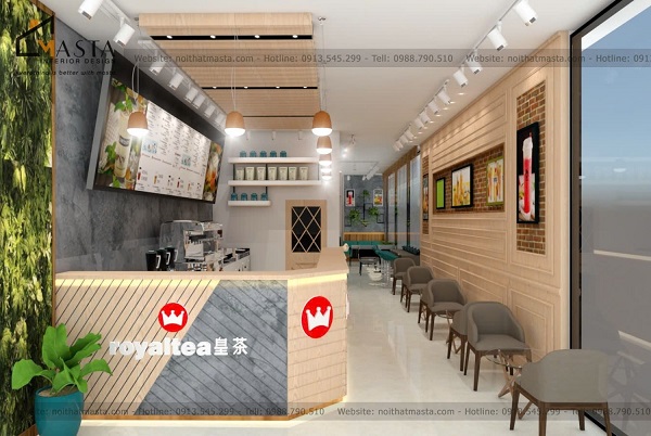 Không gian 3D tầng dưới của thiết kế Coffee Hana, Vũng Tàu