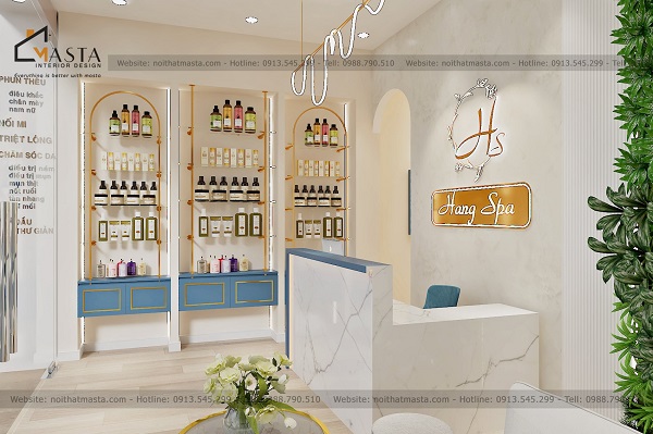 Sử dụng tủ trưng bày âm tường để tiết kiệm diện tích cho không gian spa