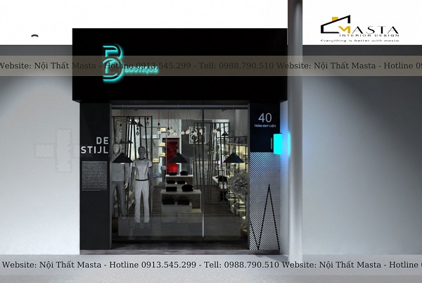 Thiết kế mặt tiền shop thời trang nam phong cách hiện đại