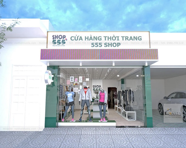Mặt tiền shop thời trang phong cách hiện đại, tinh giản