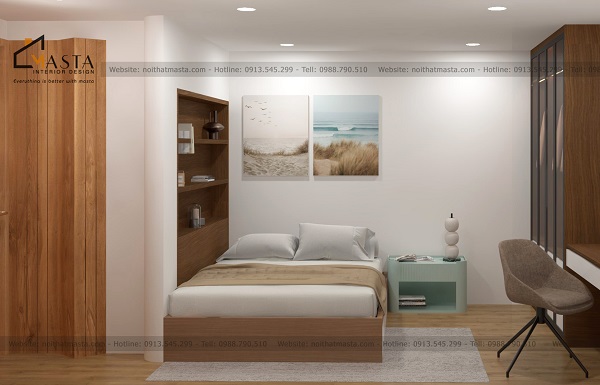 Giường làm từ gỗ MDF cao cấp có vân gỗ bắt mắt