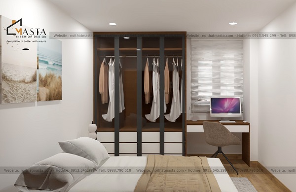 Tủ đồ thiết kế nhiều ngăn nhỏ để gia chủ đựng được nhiều đồ