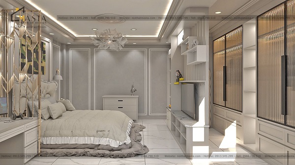 Thiết kế hệ vách ngăn để phân chia khu vực thử đồ và phòng ngủ