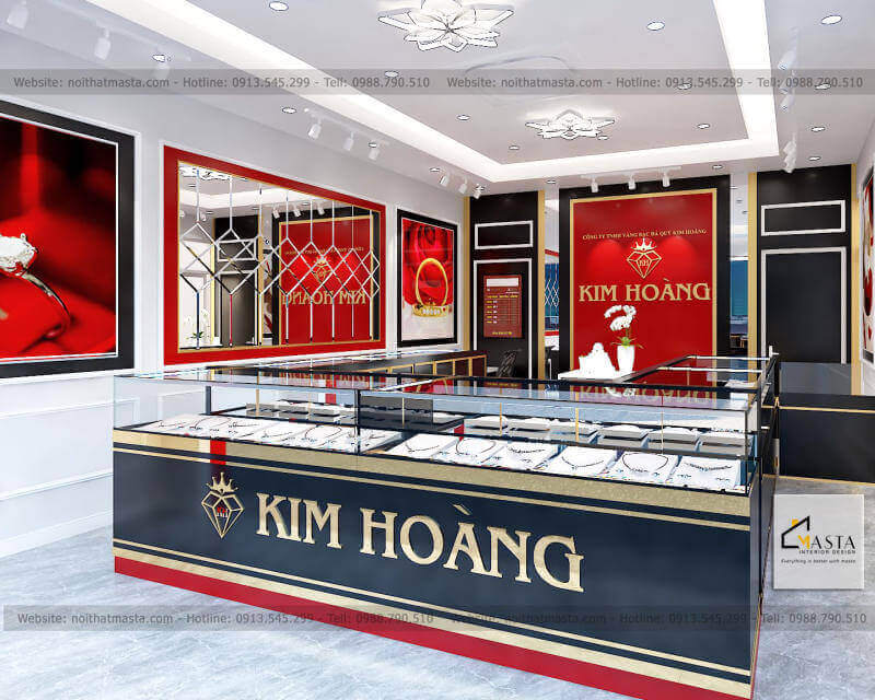 Tủ trưng bày của tiệm vàng Kim Hoàng