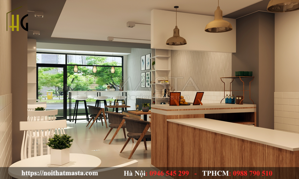 thiết kế cửa hàng cafe