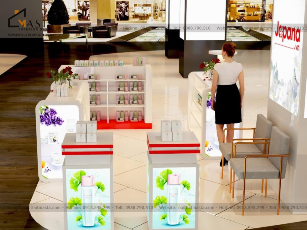 Thiết kế nội thất cửa hàng mỹ phẩm Japanna tại Aeon Mall Tân Phú