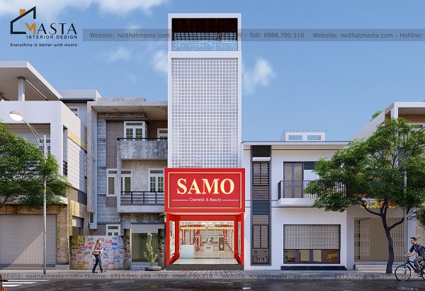 Phối cảnh 3D của mẫu thiết kế shop mỹ phẩm SAMO