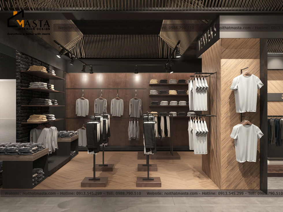 Phối cảnh 3D thiết kế shop thời trang nam, Tiền Giang