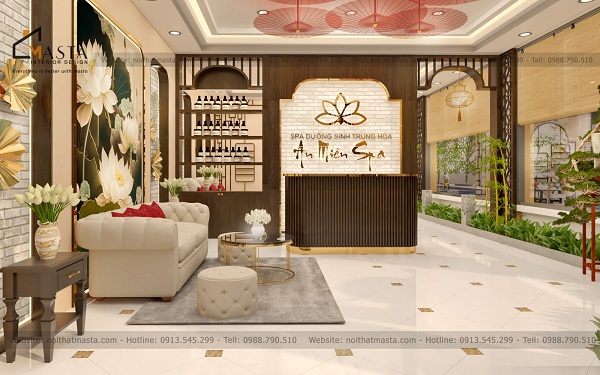 Khu vực lễ tân, tiếp khách rộng rãi tiệm Spa An Miên