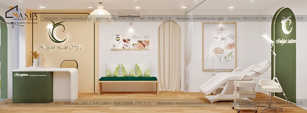 Sử dụng màu sắc hài hòa mang đến không gian mộc mạc, giản dị cho Spa Xuân Lan