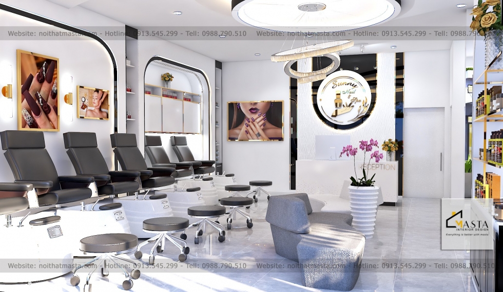 Không gian làm nail ở tầng trệt