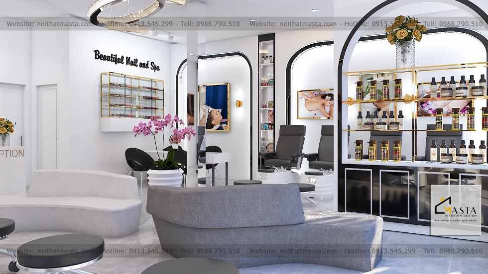 Thiết kế sảnh tầng trệt nail spa Sunny